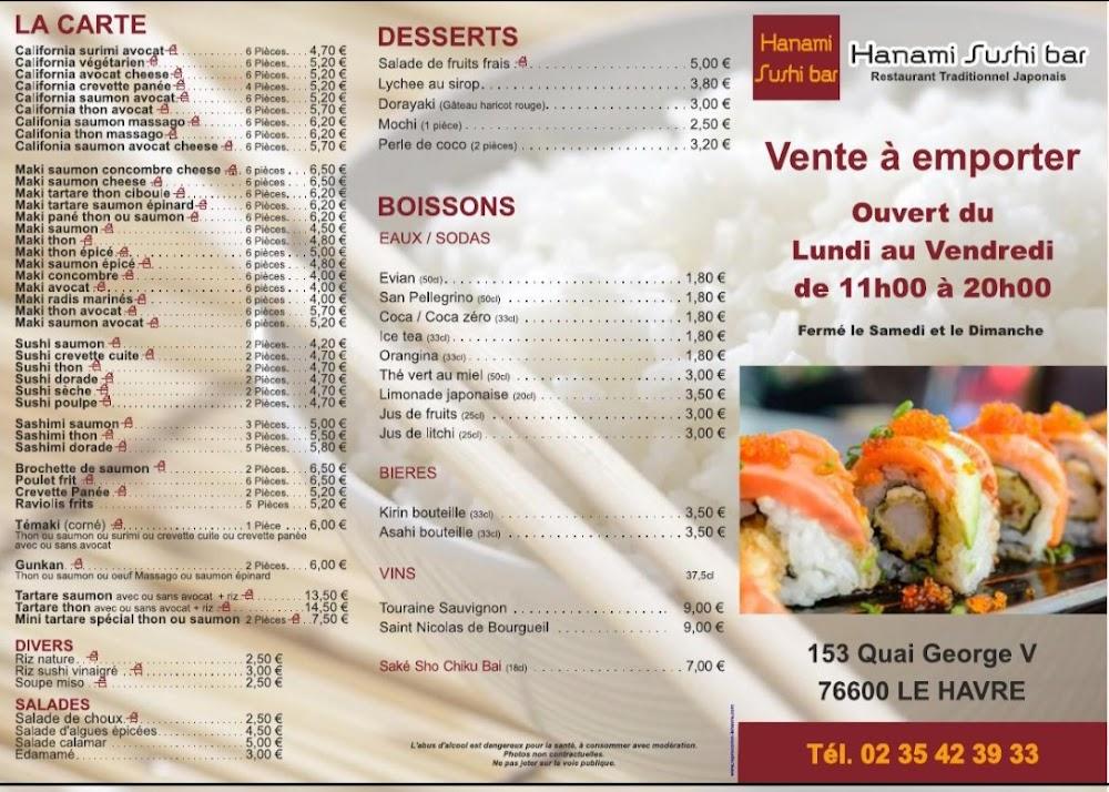 Hanami Sushi bar - Menu Image 1